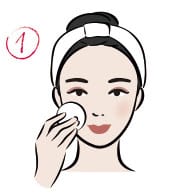 使用化妝棉卸除彩妝與表層髒污,進行基礎清潔